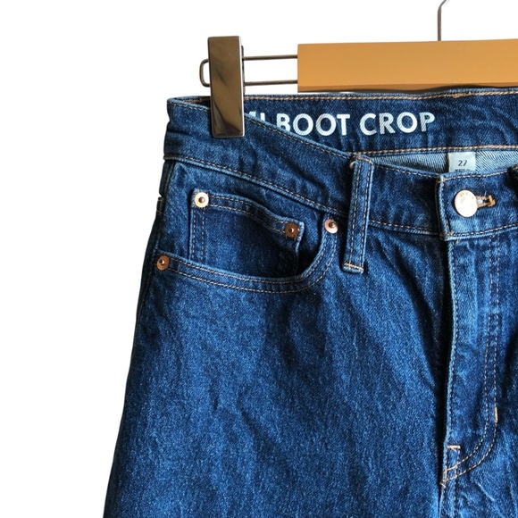 J.Crew Billie Demi Boot Crop Jeans Size 27 Dark Wash Frayed Hem Kicked Leg - Picture 5 of 15